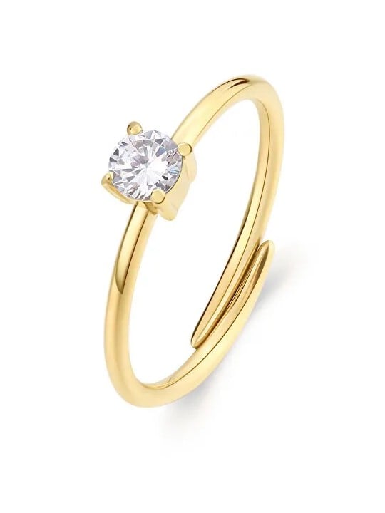S'Agapõ Anello placcato oro con zirconi cubici Dazzly SDZ37 donna