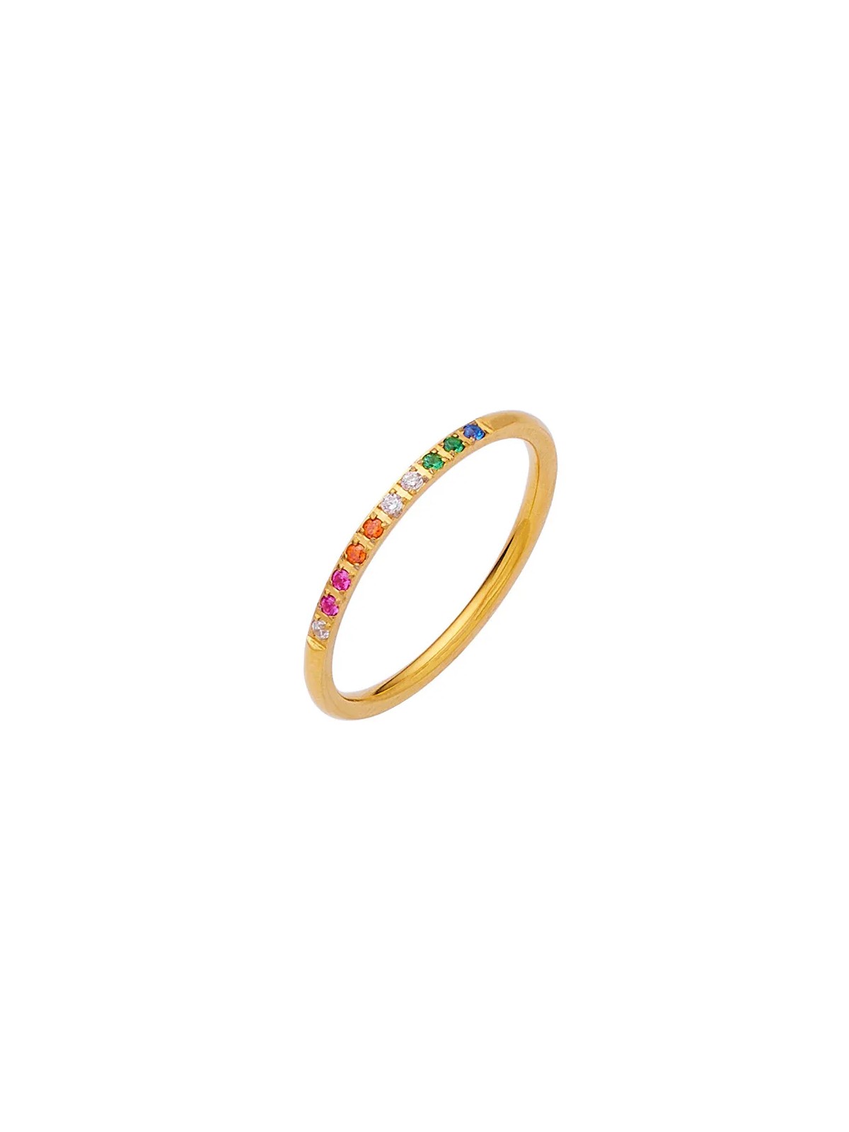 Troli Un affascinante anello placcato oro con zirconi colorati - Diametro: 52 mm donna