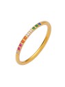 Troli Un affascinante anello placcato oro con zirconi colorati - Diametro: 52 mm donna