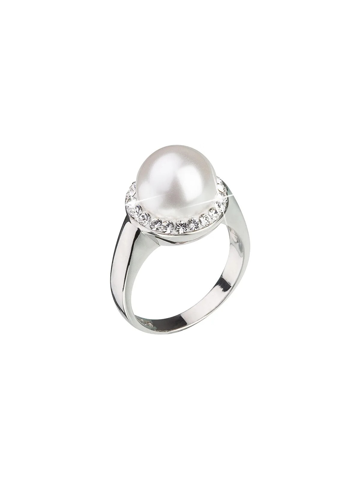 Evolution Group Anello in argento con cristallo Preciosa e perla bianca 35021.1 - Diametro: 58 mm donna