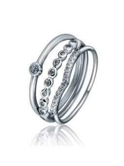 JVD Anello triplo in argento con zirconi SVLR1139X61BI - Diametro: 51 mm donna