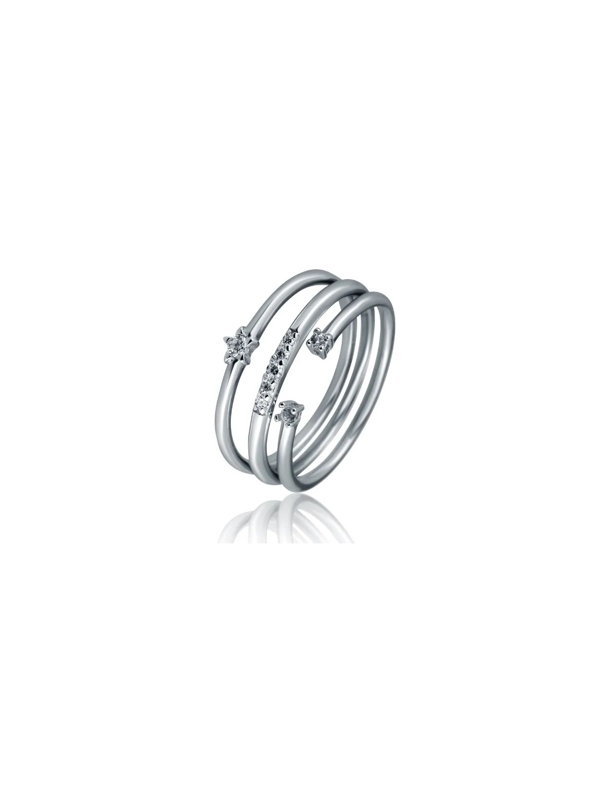 JVD Anello tripla decente con zirconi SVLR1138X61BI - Diametro: 52 mm donna
