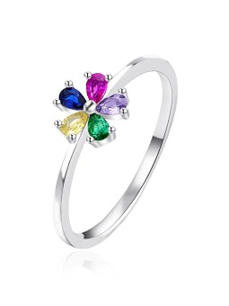 Agato Anello in argento Fiore con zirconi colorati AGT-R32C - Diametro: 50 mm donna
