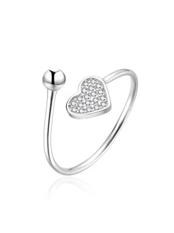 Agato Anello in argento a forma di cuore aperto AGT-R36W - Diametro: 57 mm donna