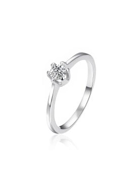 Agato Anello di fidanzamento in argento con zircone AGT-R02W - Diametro: 56 mm donna
