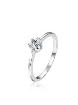 Agato Anello di fidanzamento in argento con zircone AGT-R02W - Diametro: 58 mm donna