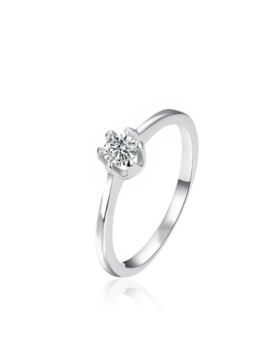 Agato Anello di fidanzamento in argento con zircone AGT-R02W - Diametro: 60 mm donna
