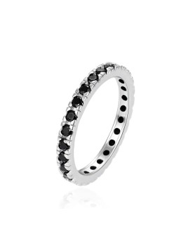 Agato Anello in argento con zirconi neri AGT-R16BK - Diametro: 52 mm donna