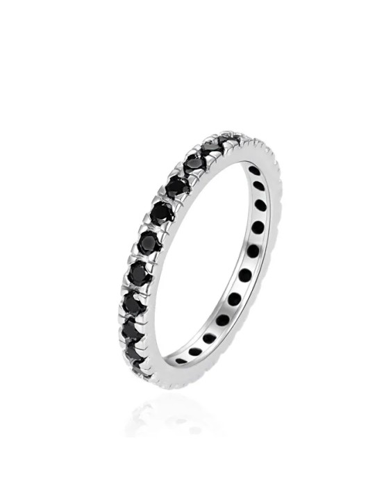 Agato Anello in argento con zirconi neri AGT-R16BK - Diametro: 58 mm donna