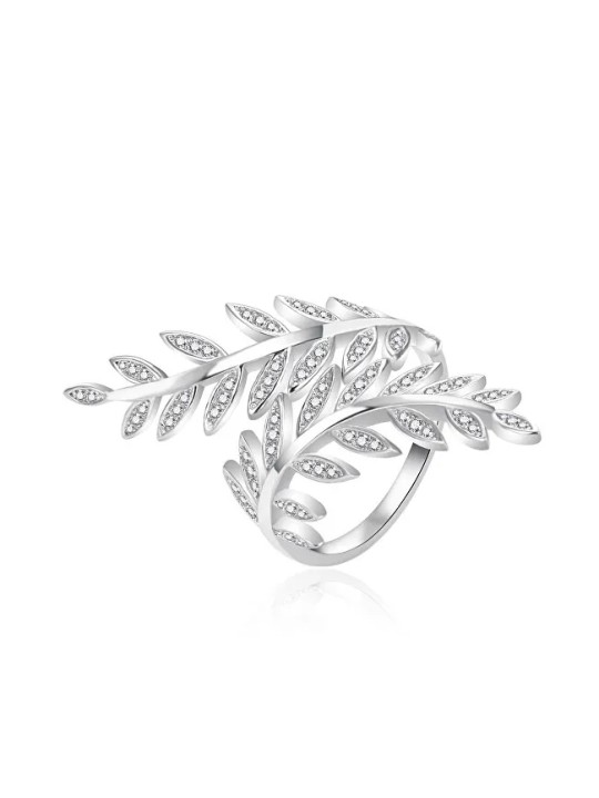 Agato Anello distintivo in argento con foglie AGT-R27W - Diametro: 52 mm donna