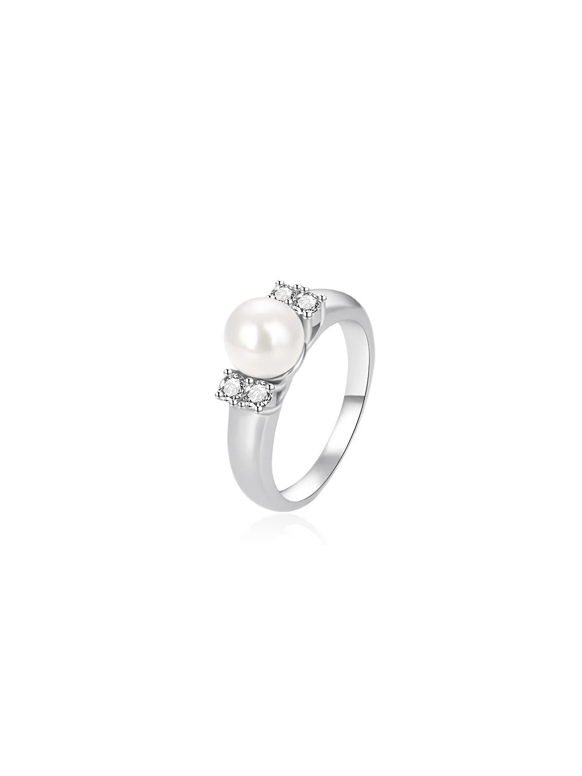 Agato Anello in argento con zirconi e perla vera AGT-R07W - Diametro: 60 mm donna