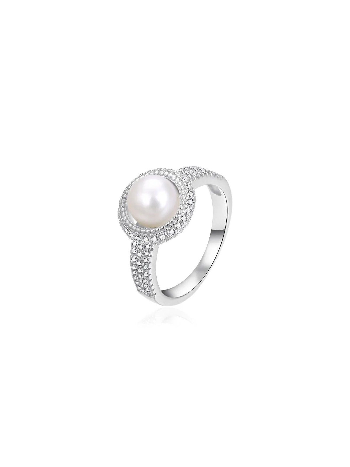 Agato Anello in argento abbagliante con perla autentica AGT-R10W - Diametro: 52 mm donna
