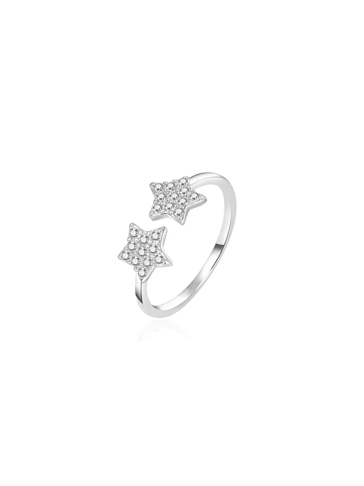 Agato Anello aperto in argento Stelle con zirconi AGT-R11W - Diametro: 57 mm donna