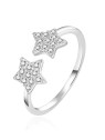 Agato Anello aperto in argento Stelle con zirconi AGT-R11W - Diametro: 57 mm donna