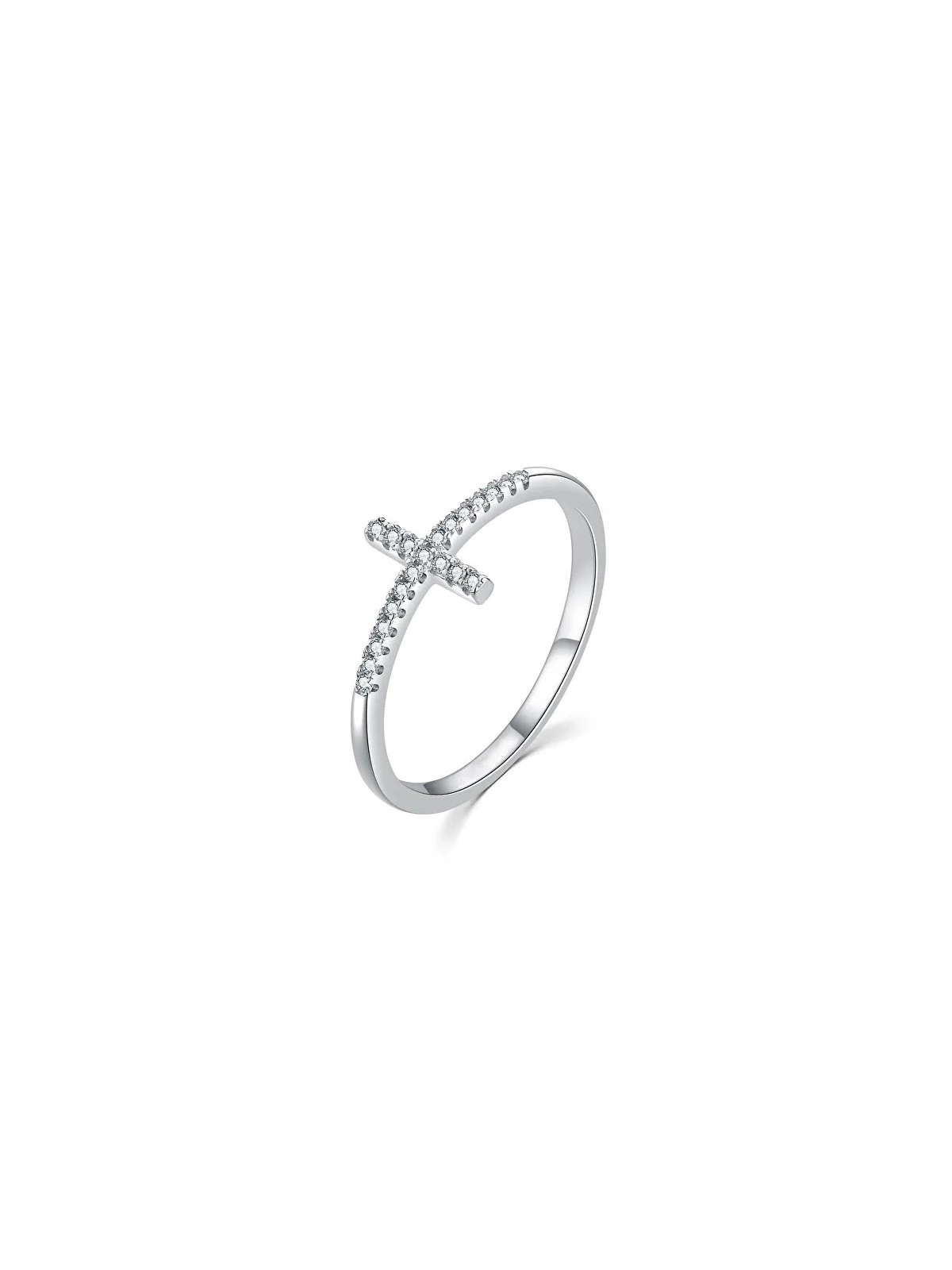 MOISS Elegante anello in argento con croce R00020 - Diametro: 60 mm donna