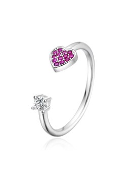 Agato Anello aperto in argento a forma di cuore AGT-R35WF - Diametro: 57 mm donna