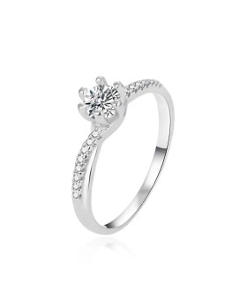 Agato Anello di fidanzamento in argento con zircone AGT-R15W - Diametro: 58 mm donna