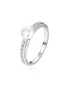 Agato Elegante anello in argento con perla autentica AGT-R08W - Diametro: 52 mm donna