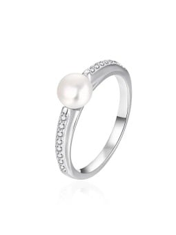 Agato Elegante anello in argento con perla autentica AGT-R08W - Diametro: 60 mm donna