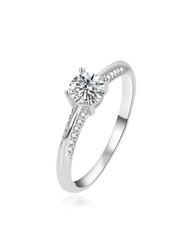 Agato Anello di fidanzamento in argento con zirconi AGT-R14W - Diametro: 54 mm donna