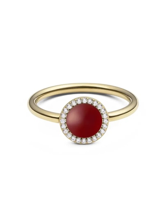 Daniel Wellington Anello placcato oro con agata rossa e cristalli Audrey DW0040125 - Diametro: 50 mm donna