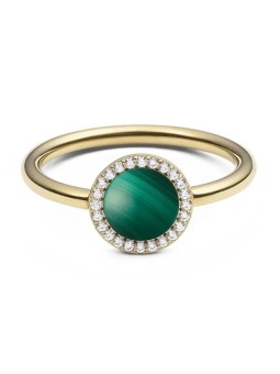 Daniel Wellington Elegante anello placcato oro con malachite e cristalli Audrey DW0040133 - Diametro: 50 mm donna