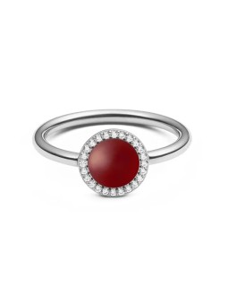 Daniel Wellington Elegante anello con agata rossa e cristalli Audrey DW0040123 - Diametro: 52 mm donna