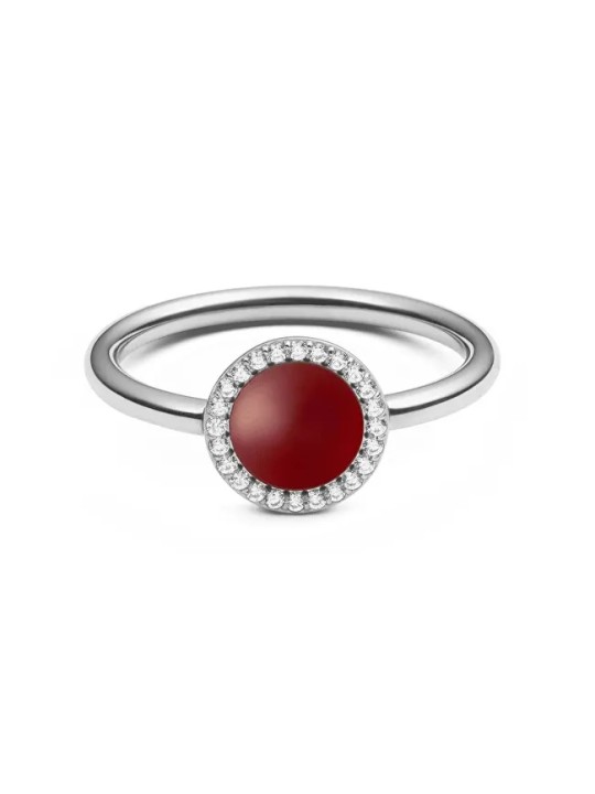 Daniel Wellington Elegante anello con agata rossa e cristalli Audrey DW0040123 - Diametro: 56 mm donna