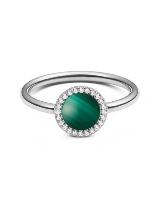 Daniel Wellington Elegante anello con malachite e cristallo Audrey DW00401317 - Diametro: 58 mm donna