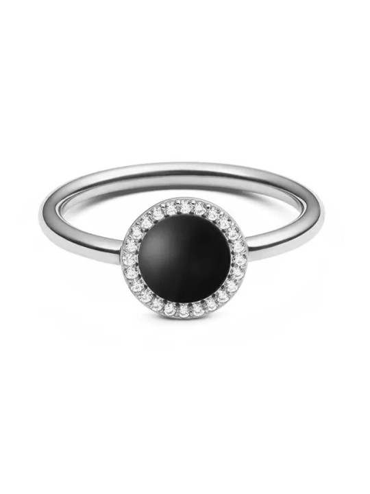 Daniel Wellington Elegante anello con agata nera e cristilla Audrey DW0040138 - Diametro: 62 mm donna