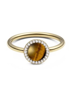 Daniel Wellington Anello placcato oro con occhio di tigre e cristalli Audrey DW0040122 - Diametro: 47 mm donna