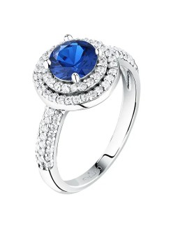 Morellato Anello in argento lucido con zircone blu Tesori SAIW27701 - Diametro: 54 mm donna