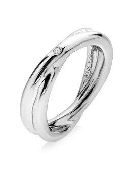 Hot Diamonds Anello minimalista in argento con diamante autentico Aura DR291 - Diametro: 58 mm donna