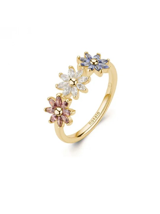 Rosato Anello a forma di fiore placcato oro con zirconi cubici Gaia RZGA82 - Diametro: 56 mm donna