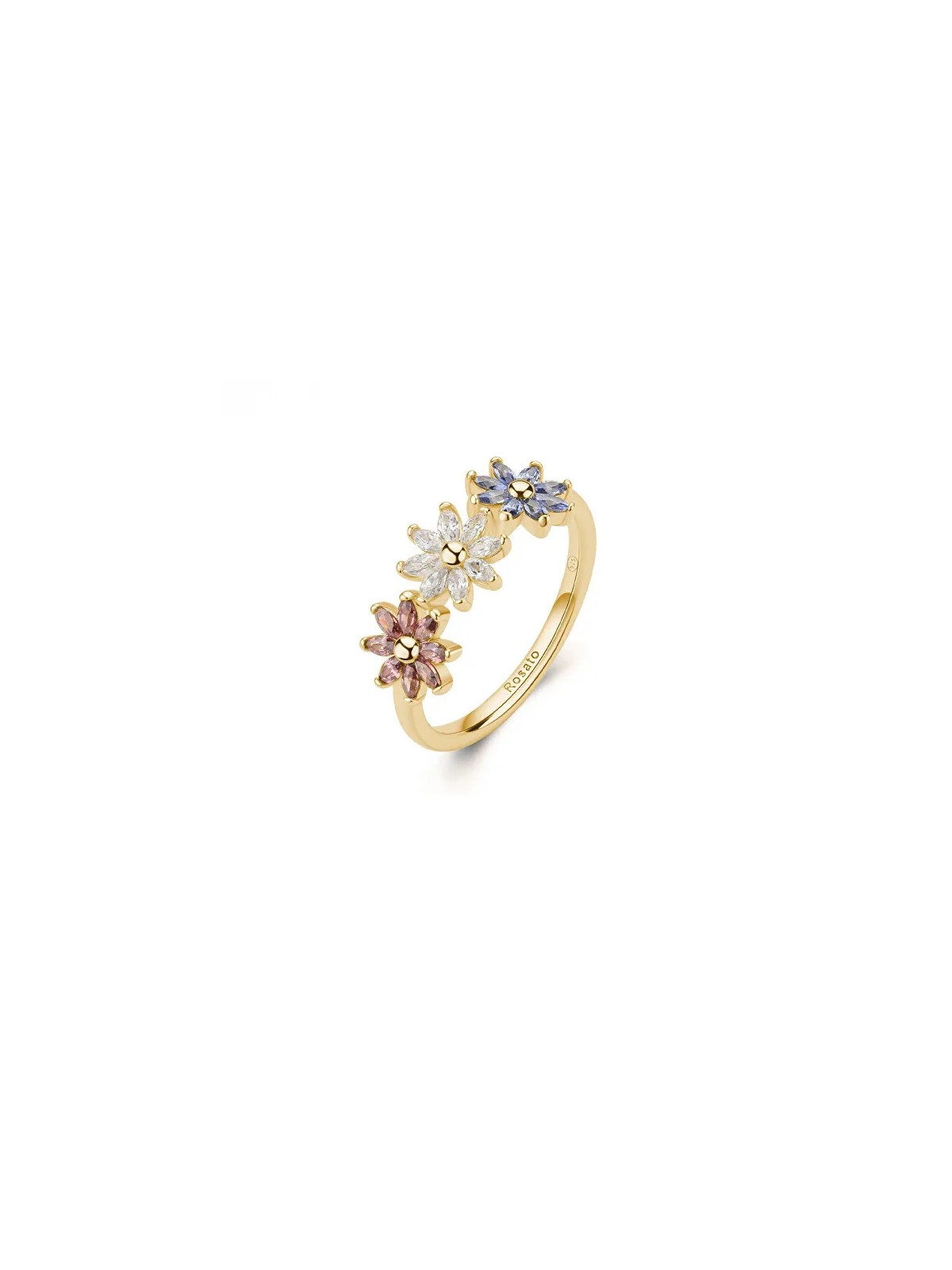 Rosato Anello a forma di fiore placcato oro con zirconi cubici Gaia RZGA82 - Diametro: 56 mm donna