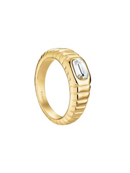 Rosefield Splendido anello in acciaio placcato oro con cristallo iconico JROR - Diametro: 54 mm donna