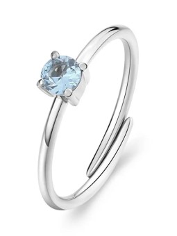 S'Agapõ Anello in acciaio con zirconi cubici azurri Dazzly SDZ35 donna