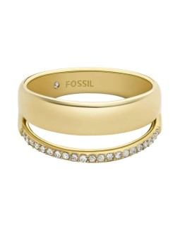Fossil Elegante anello placcato oro con zirconi Archival JOF01036710 - Diametro: 52 mm donna