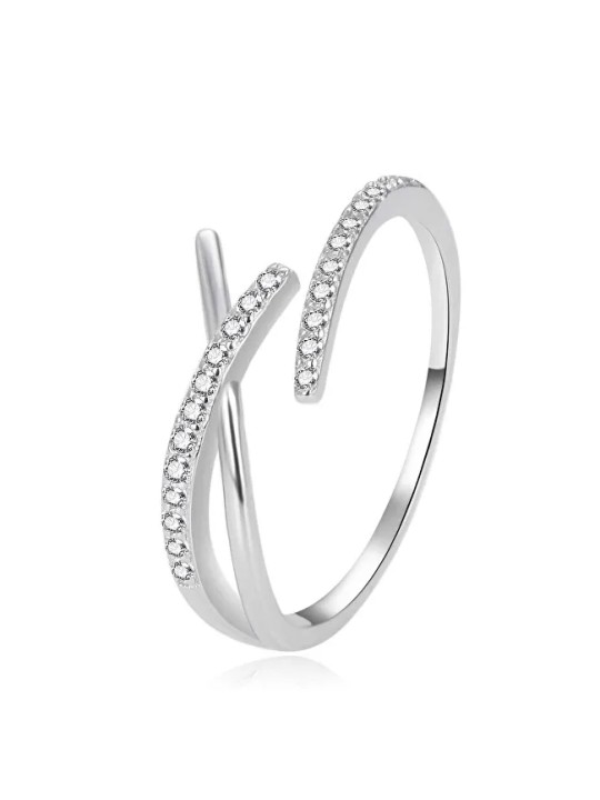 Agato Elegante anello aperto in argento con zirconi AGT-R59W - Diametro: 57 mm donna