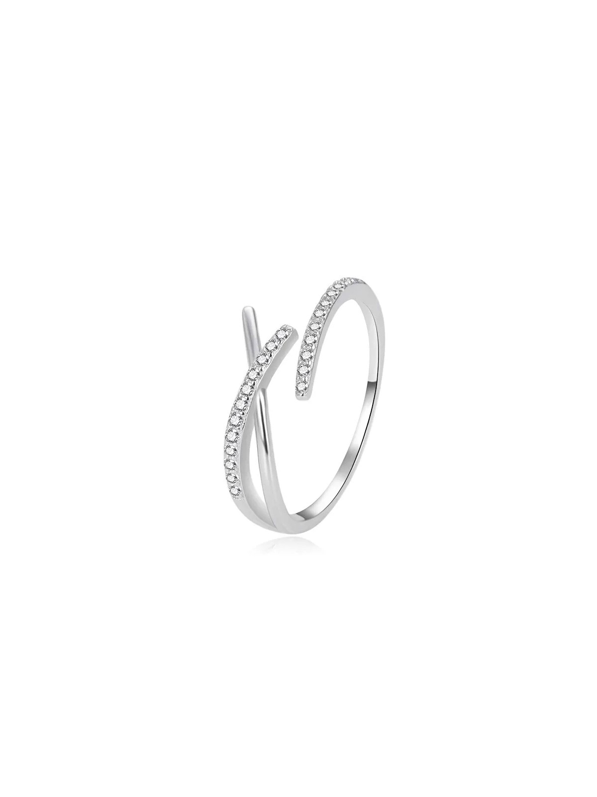 Agato Elegante anello aperto in argento con zirconi AGT-R59W - Diametro: 57 mm donna