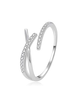 Agato Elegante anello aperto in argento con zirconi AGT-R59W - Diametro: 62 mm donna