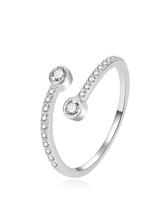 Agato Delicato anello aperto in argento con zirconi AGT-R62W - Diametro: 52 mm donna