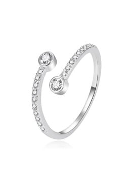 Agato Delicato anello aperto in argento con zirconi AGT-R62W - Diametro: 57 mm donna