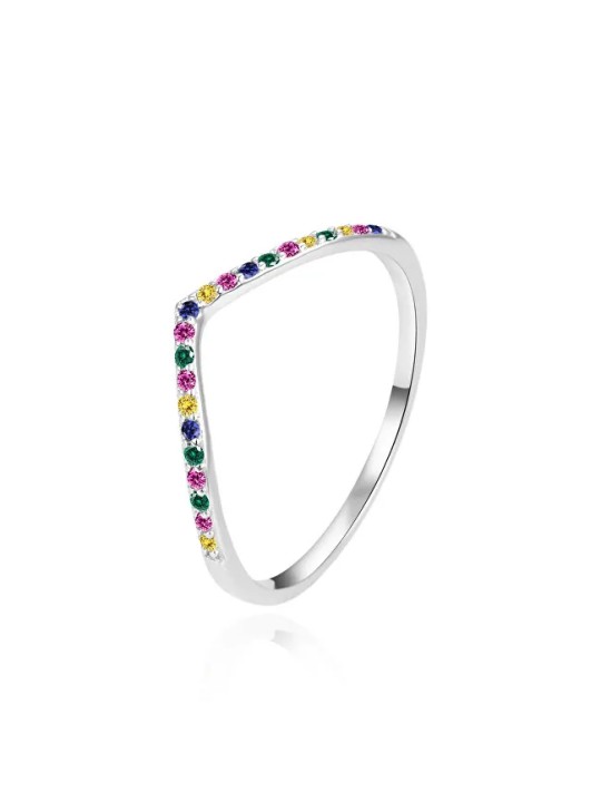 Agato Elegante anello in argento con zirconi colorati AGT-R58C - Diametro: 58 mm donna