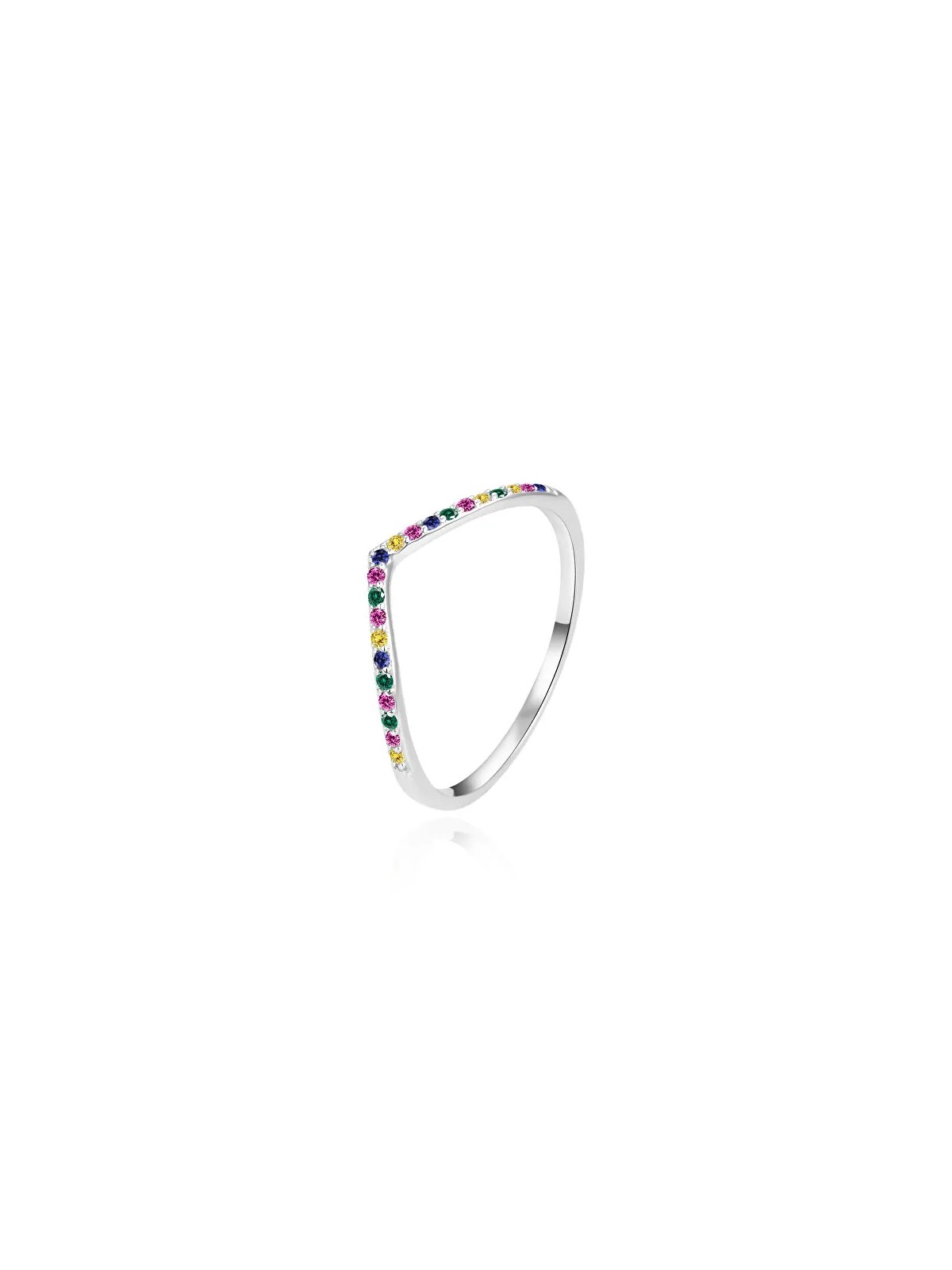 Agato Elegante anello in argento con zirconi colorati AGT-R58C - Diametro: 58 mm donna