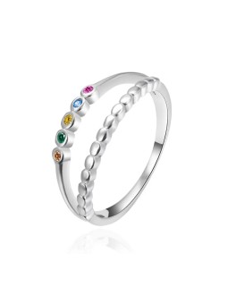 Agato Anello doppio in argento con zirconi colorati AGT-R48C - Diametro: 56 mm donna