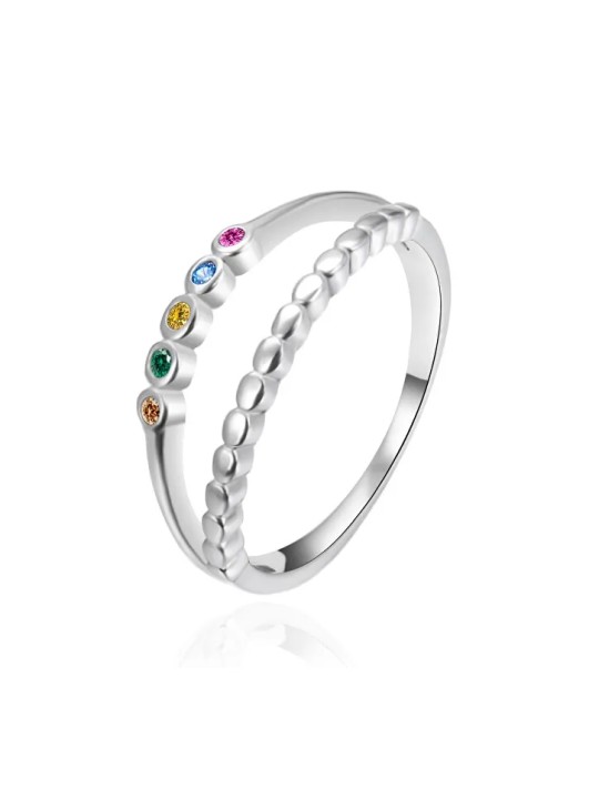 Agato Anello doppio in argento con zirconi colorati AGT-R48C - Diametro: 62 mm donna