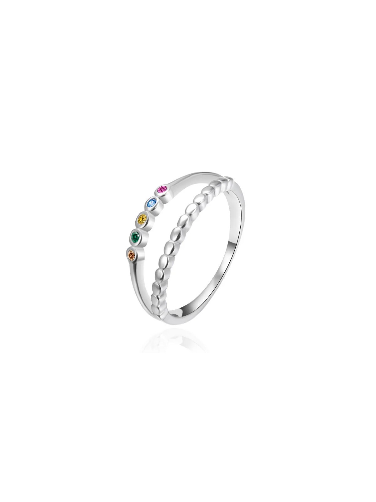 Agato Anello doppio in argento con zirconi colorati AGT-R48C - Diametro: 62 mm donna