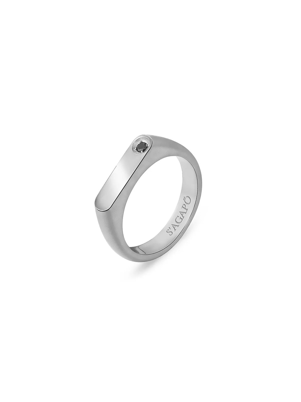 S'Agapõ Anello da uomo in acciaio con zircone nero Tag Me Too STG33 - Diametro: 65 mm uomo