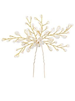 Troli Forcina decorativa placcata in oro con perline donna